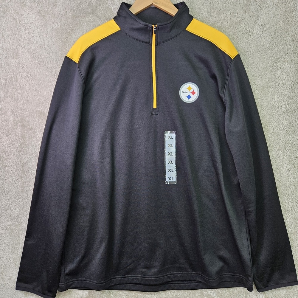 NFL Pittsburgh Steelers 1/4 Zip Pullover Mens XL Black Gold Team Apparel New